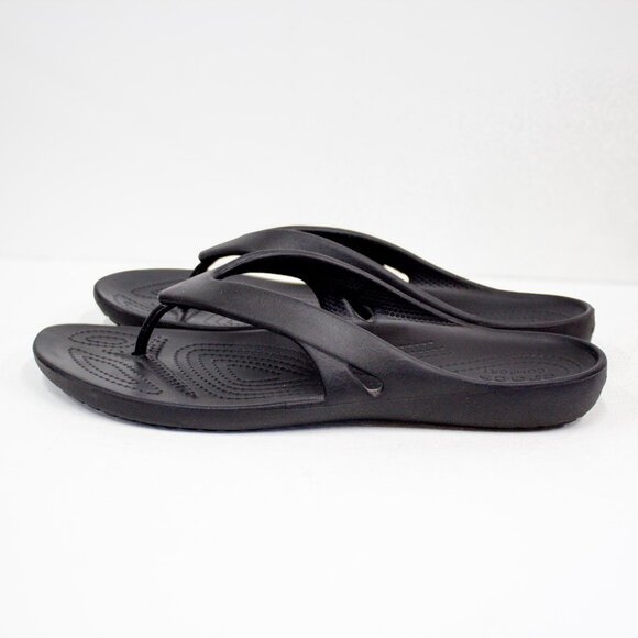 Crocs Kadee II Black Thong Sandal Comfort Slide Women's Size 11 - Picture 5 of 9